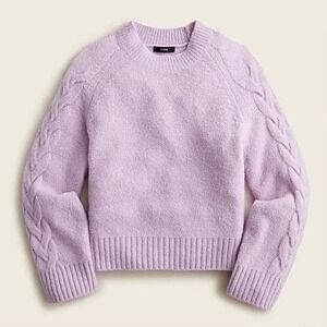 J.Crew 2XL Cashmere Blend Bouclé Cable Sleeve Sweater Lavender Lilac Spring